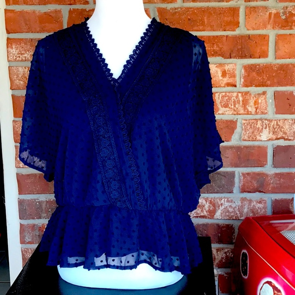 1X blue blouse